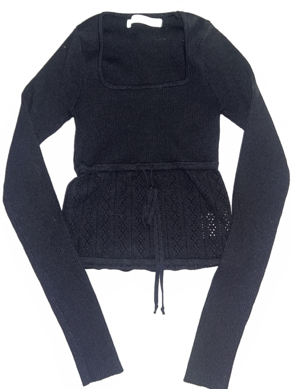 Altar'd State Black Long Sleeve Knit Peplum Top